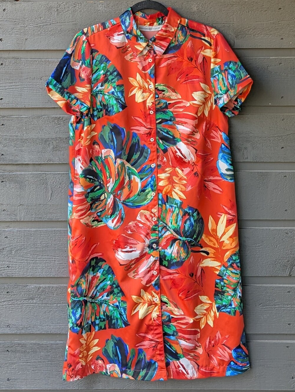 Avon Signature Collection Tropical Watercolor Shirt Dress Matching Belt Large